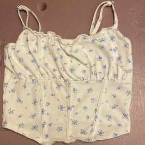 Hollister tank white with blue flowers - like new